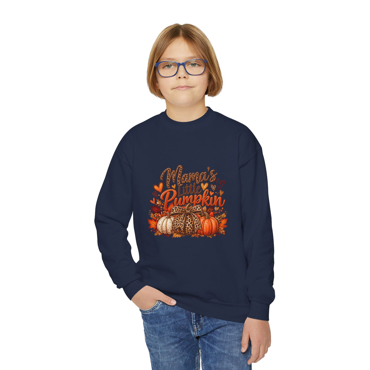 Youth Crewneck Sweatshirt  "Mama's Little Pumpkin" Fall Kids Sweatshirt