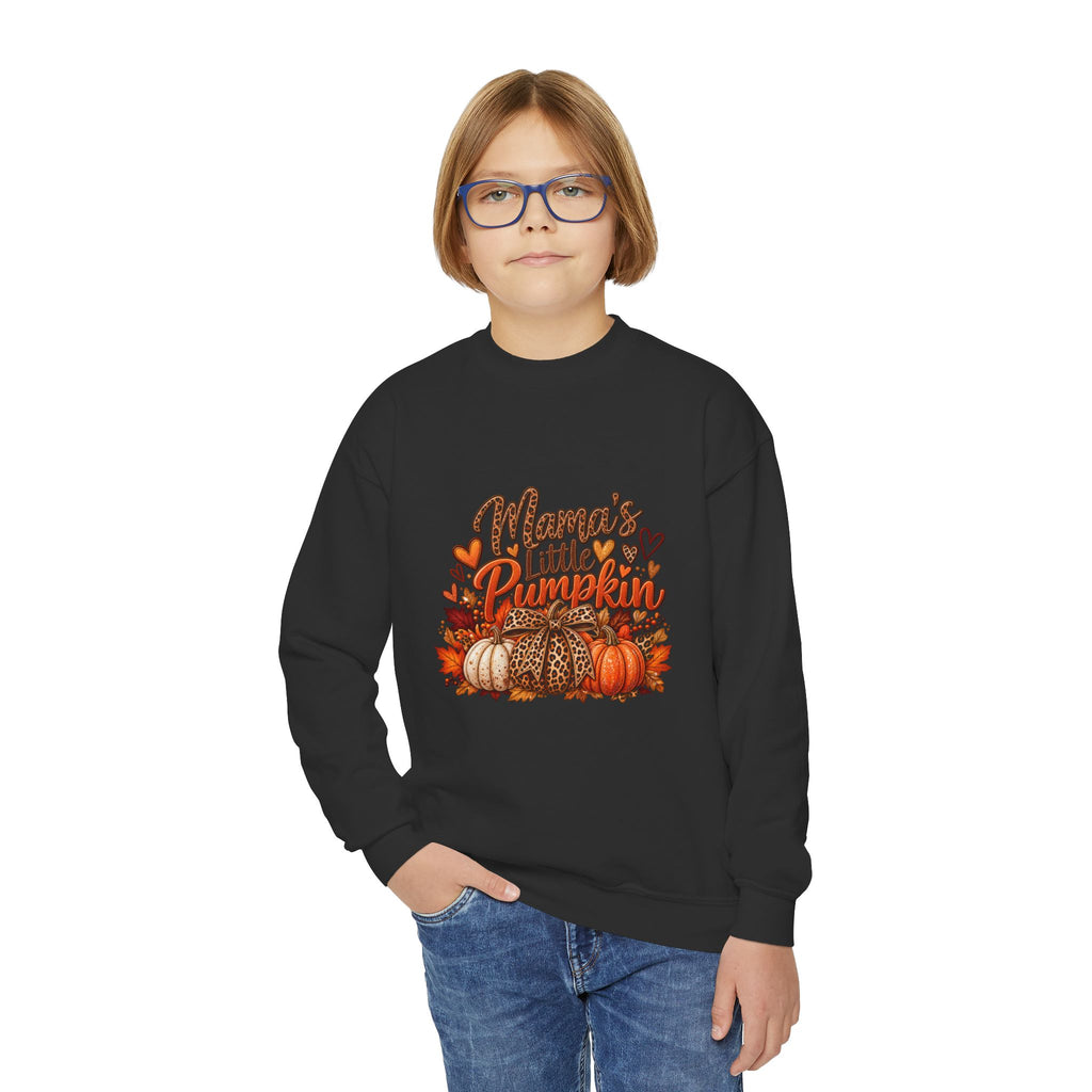 Youth Crewneck Sweatshirt  "Mama's Little Pumpkin" Fall Kids Sweatshirt