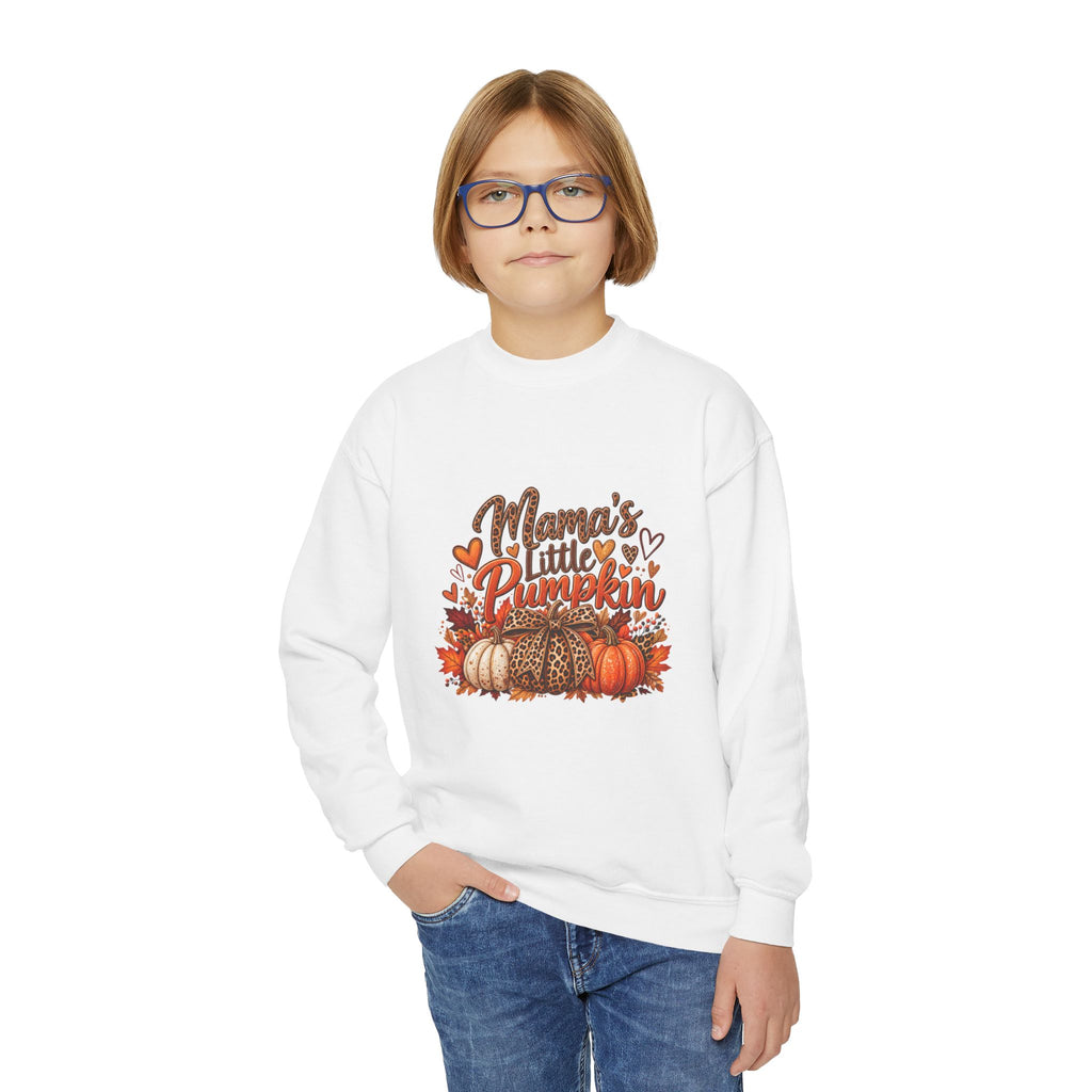 Youth Crewneck Sweatshirt  "Mama's Little Pumpkin" Fall Kids Sweatshirt