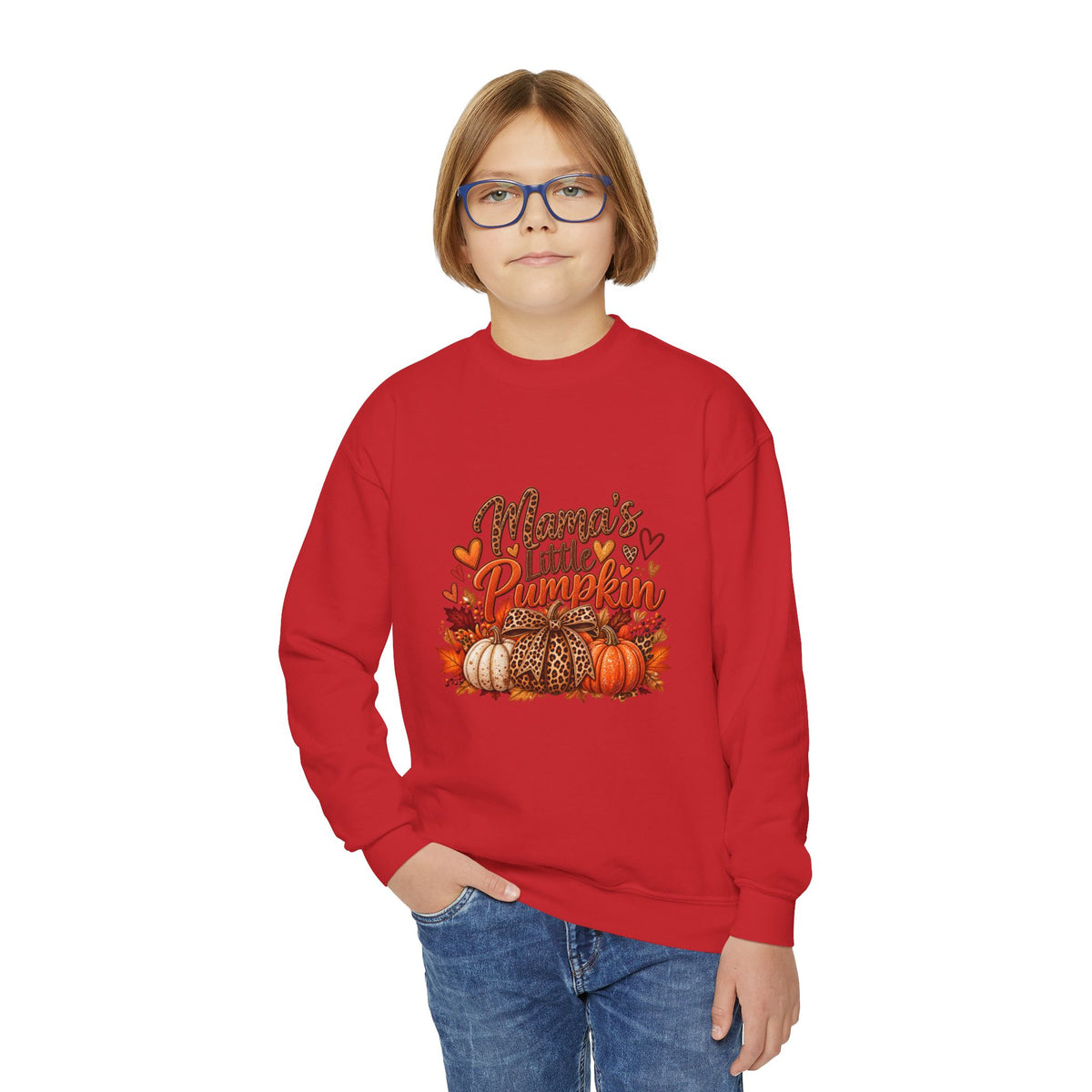 Youth Crewneck Sweatshirt  "Mama's Little Pumpkin" Fall Kids Sweatshirt